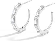 Mint & Lily Baguette Cubic Zirconia Hoop Earrings