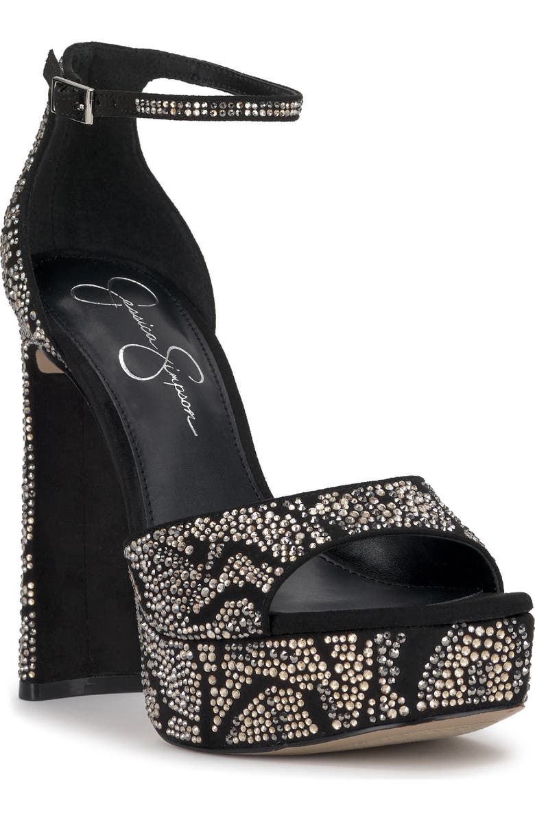 Jessica Simpson Telxia 2 Ankle Strap Platform Sandal, Main, color, Black Sparkle