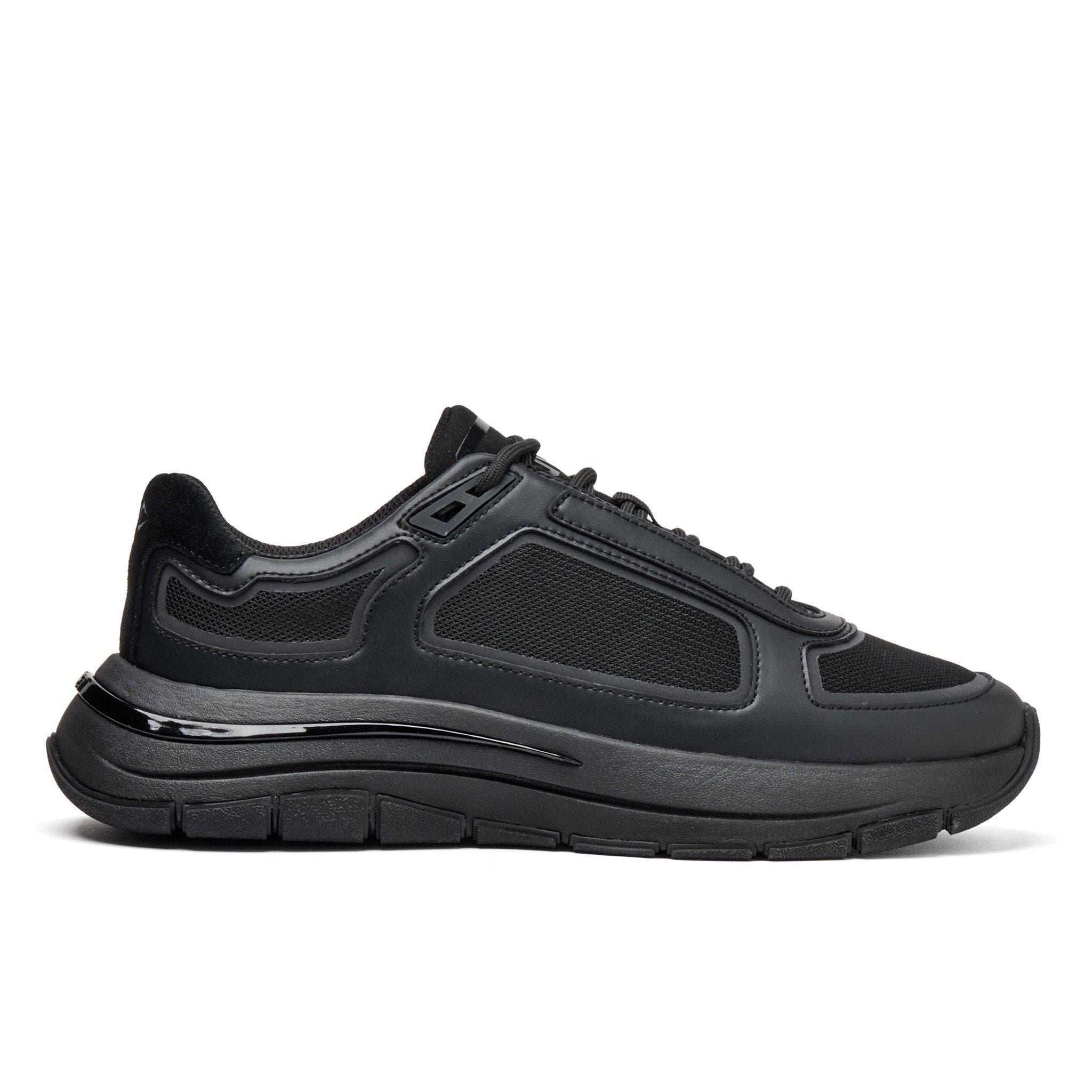 MALLET Alton Leather And Mesh Trainers, Main, color, Black