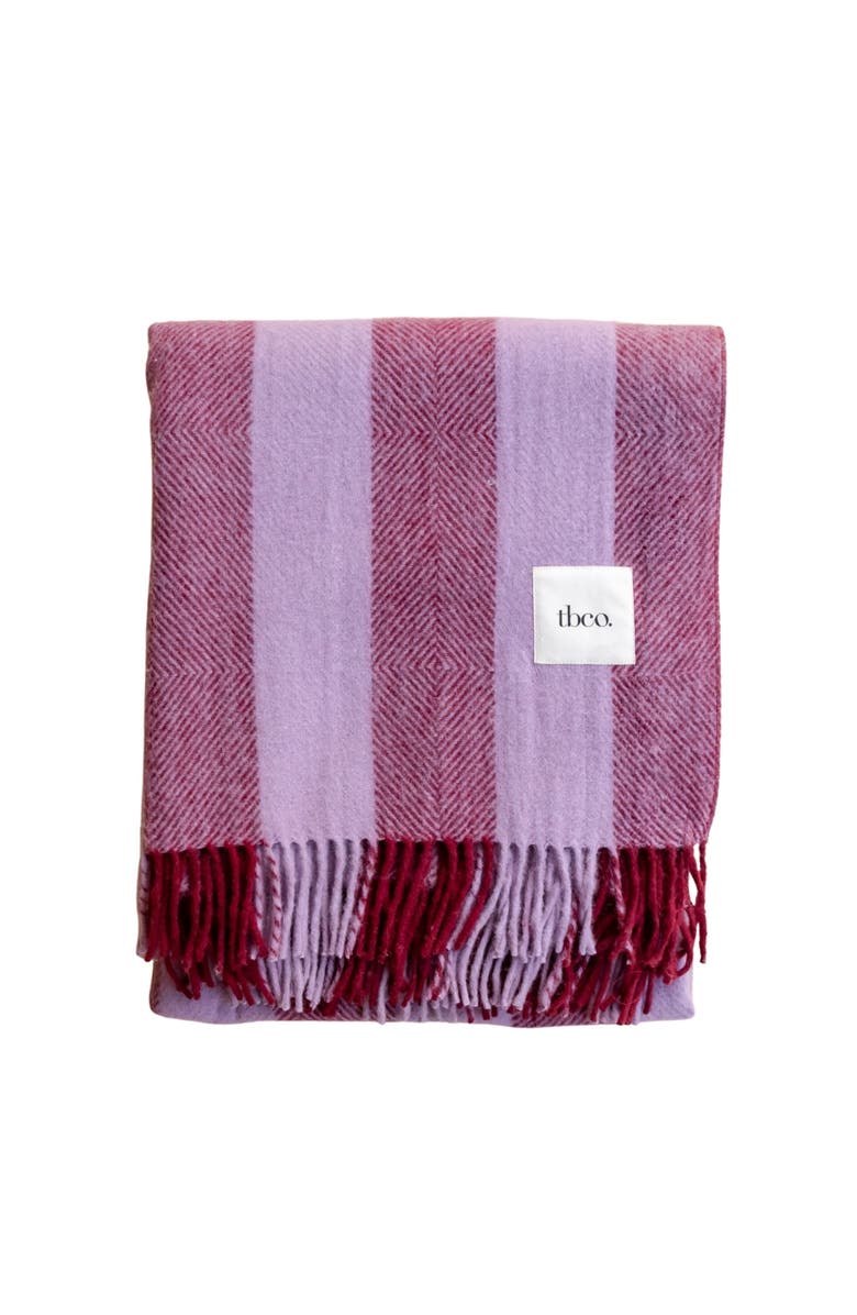 TBCo Recycled Wool Stripe Throw Blanket, Main, color, Lilac Diamond Stripe
