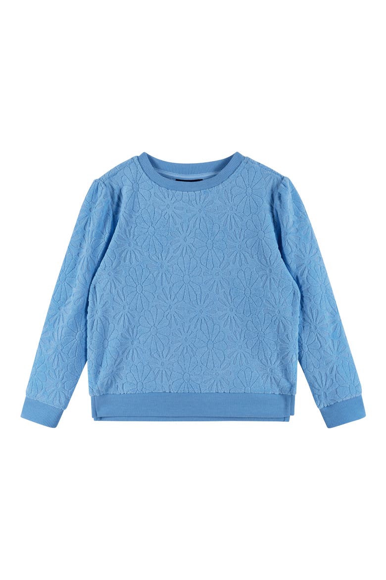 Kids' Terry Cloth Sweatshirt & Shorts, Alternate, color, BLUE FLORAL