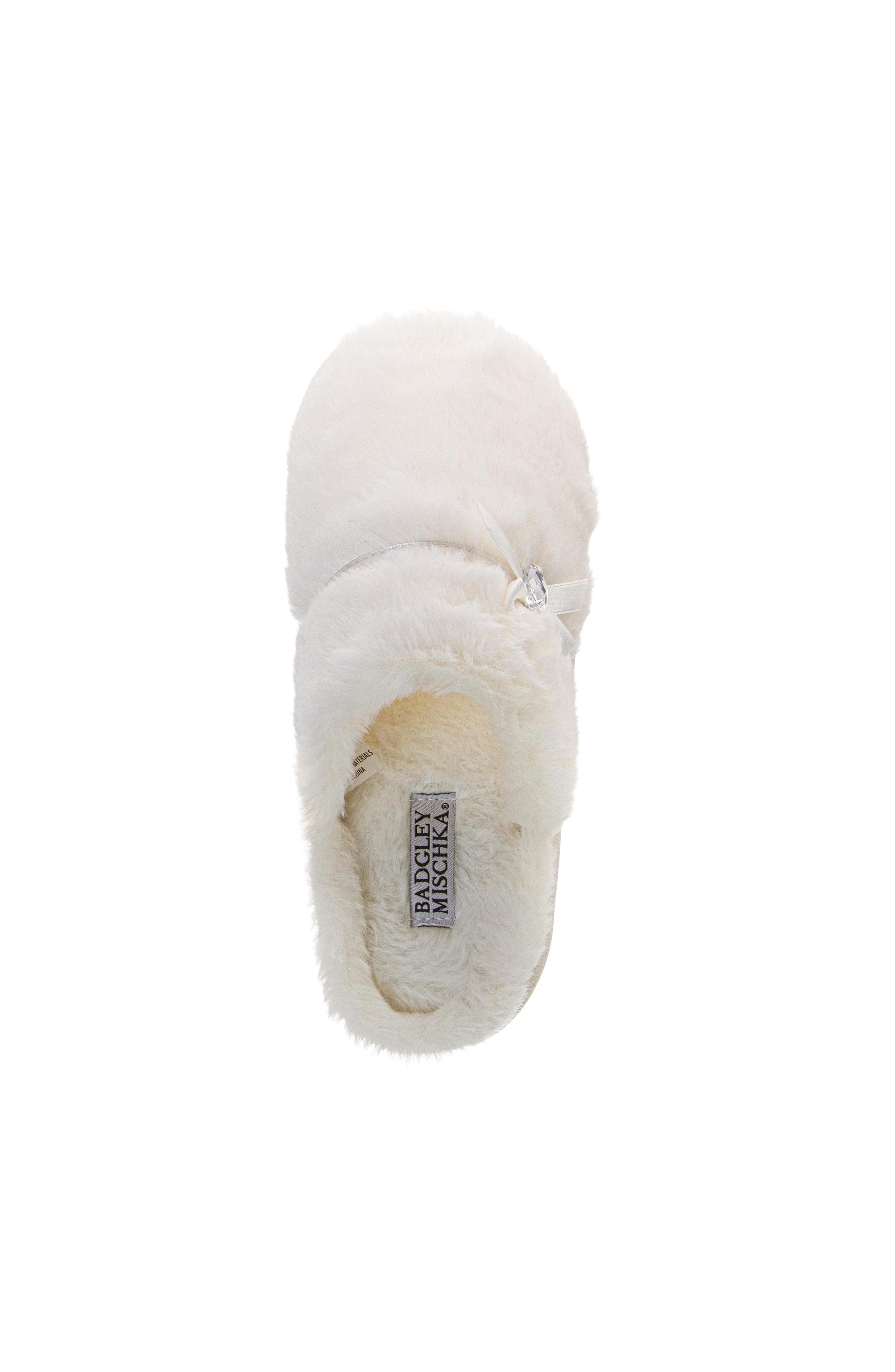 Womens Sparkling Brooch Slippers, Alternate, color, WHITE