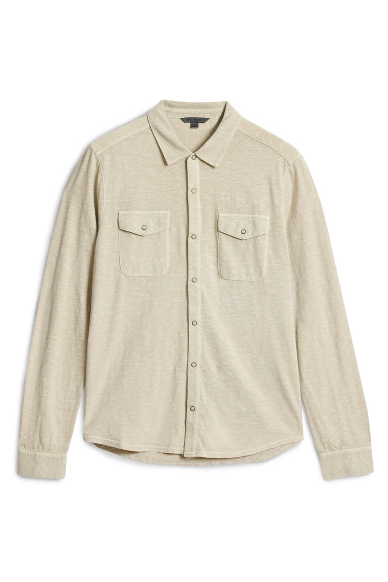 Avron Slub Organic Cotton Knit Snap-Up Western Shirt, Alternate, color, ALMOND