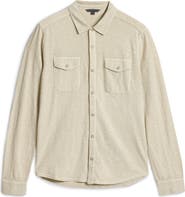 John Varvatos Avron Slub Organic Cotton Knit Snap-Up Western Shirt
