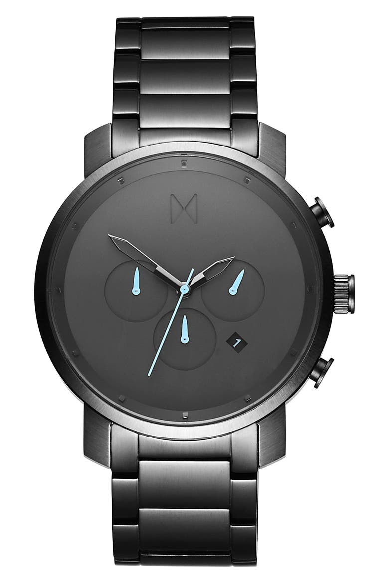 Chronograph Bracelet Watch, 45mm, Main, color, SILVER/ BLACK/ SILVER