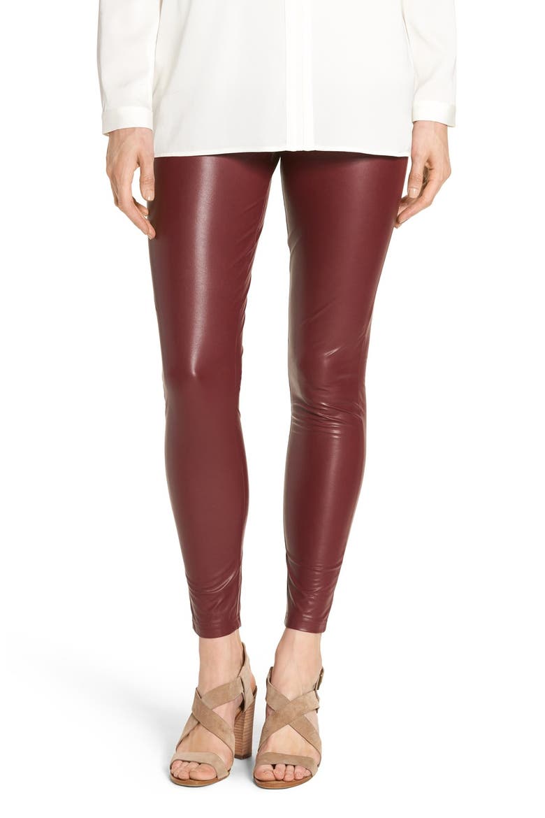 'Leatherette' Faux Leather Leggings, Main, color, SANGRIA