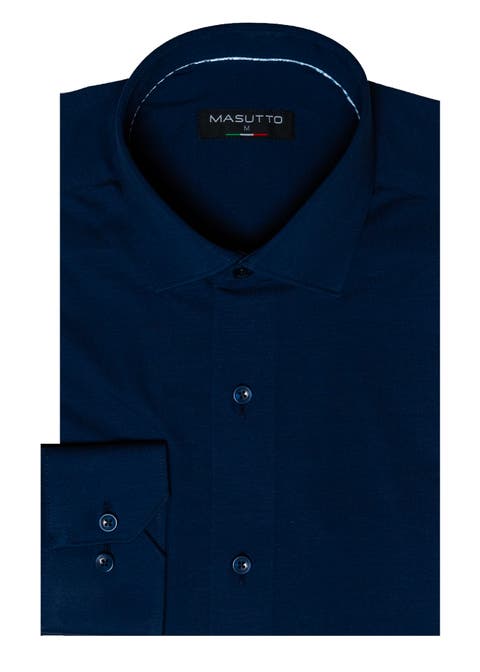 Lior 8 way Stretch Knit Solid Button-Up Long Sleeve Shirt