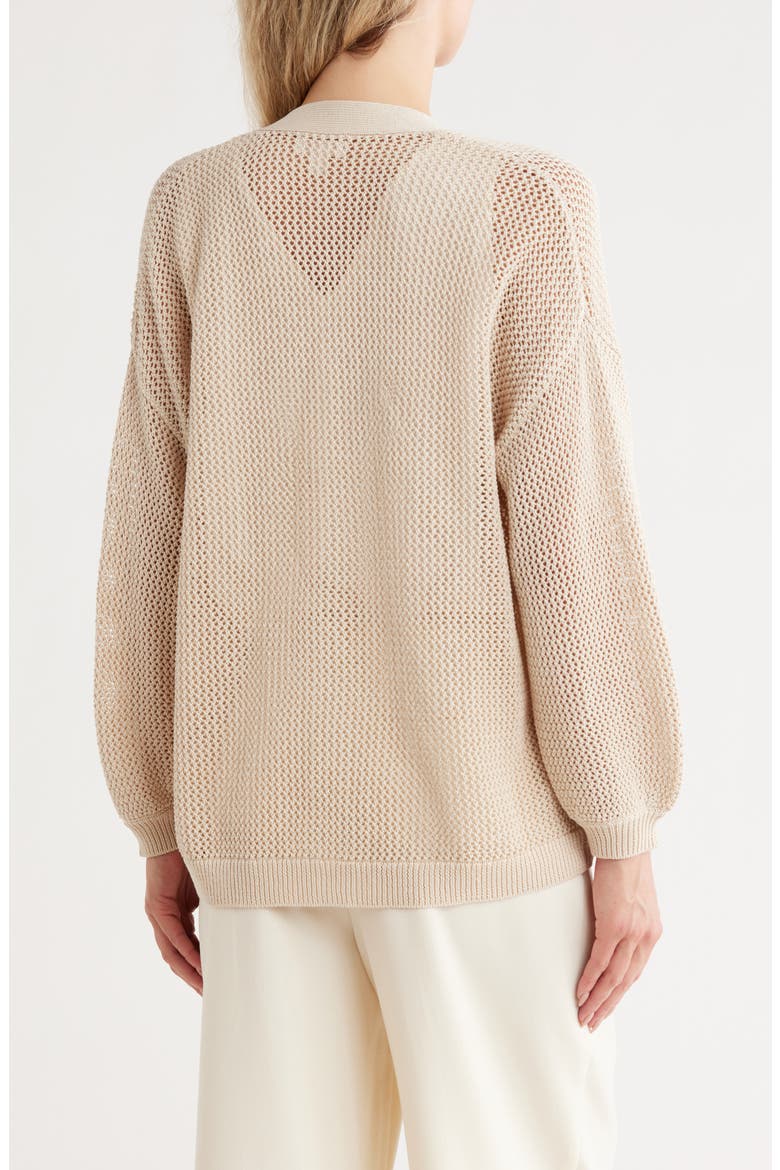 Open Stitch Front Cotton Cardigan, Alternate, color, BEIGE BEACH