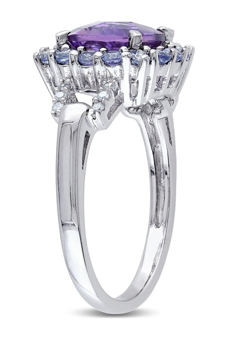 Sterling Silver Amethyst, Tanzanite & Diamond Fashion Ring - 0.06 ctw, Alternate, color, PURPLE