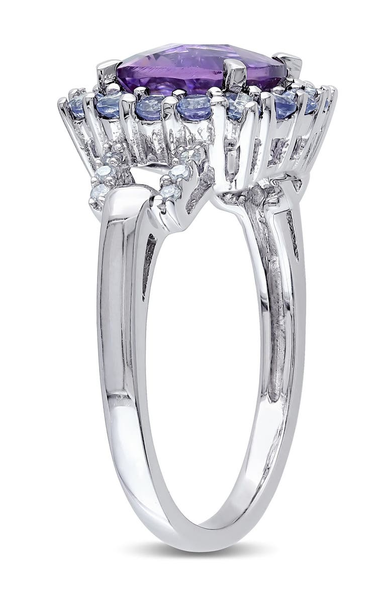 DELMAR Sterling Silver Amethyst, Tanzanite & Diamond Fashion Ring - 0.06 ctw, Alternate, color, Purple