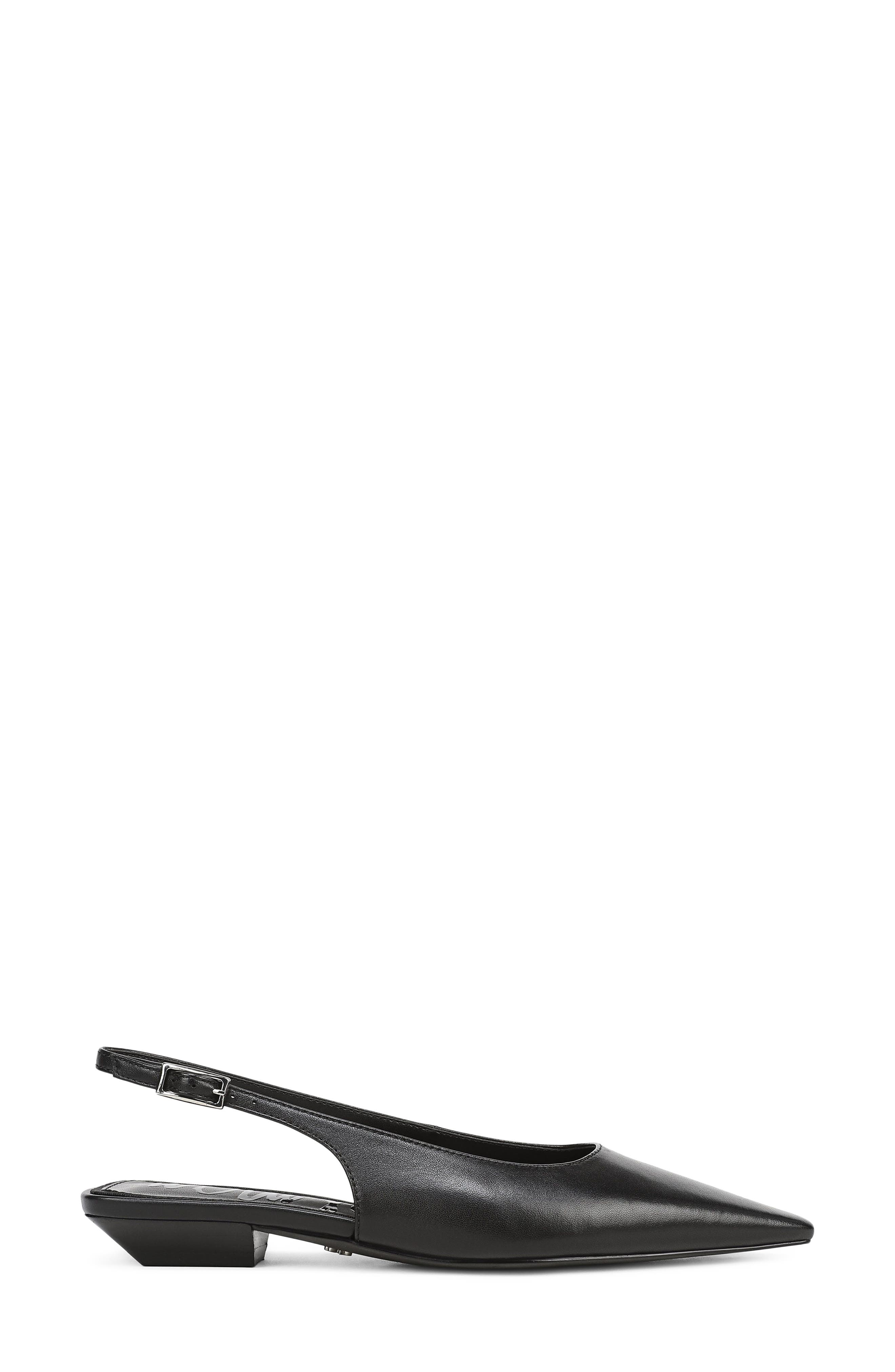 Netty Slingback Pointed Toe Flat, Alternate, color, BLACK