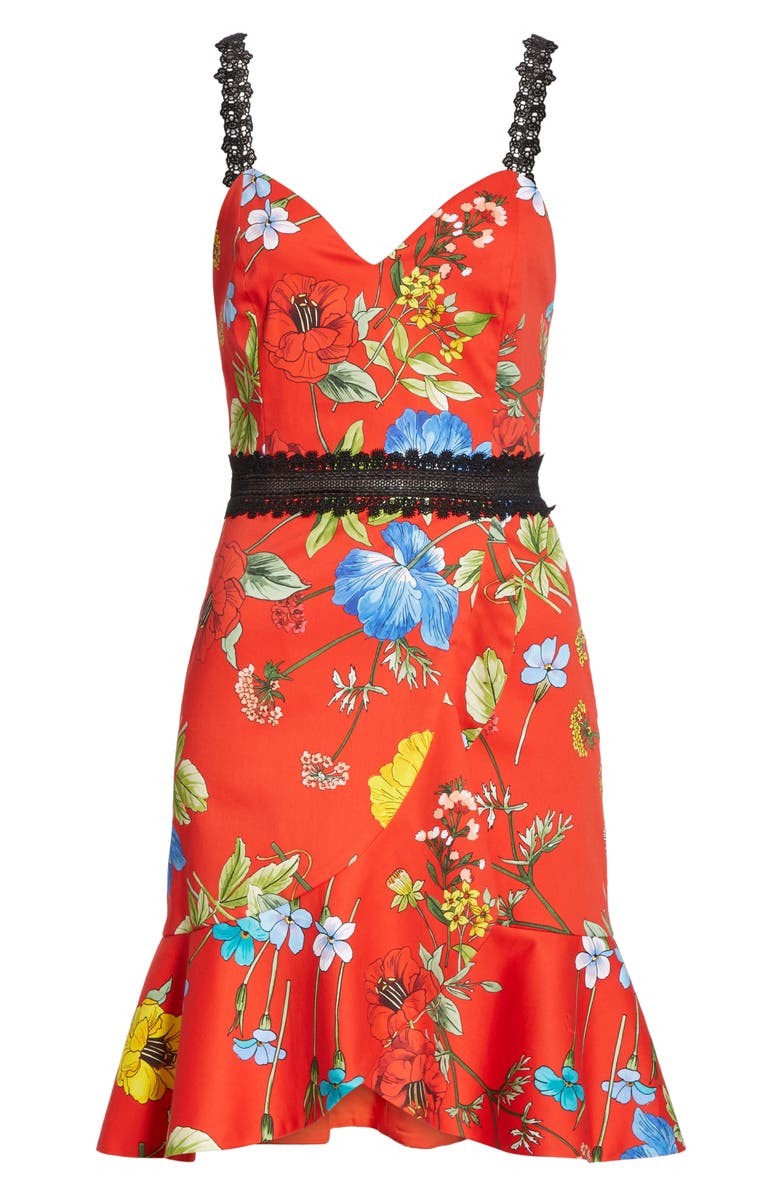Alice + Olivia Kirby Floral Tulip Hem Dress, Alternate, color,