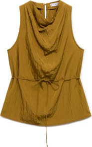 MANGO Texture Tie Waist Sleeveless Top
