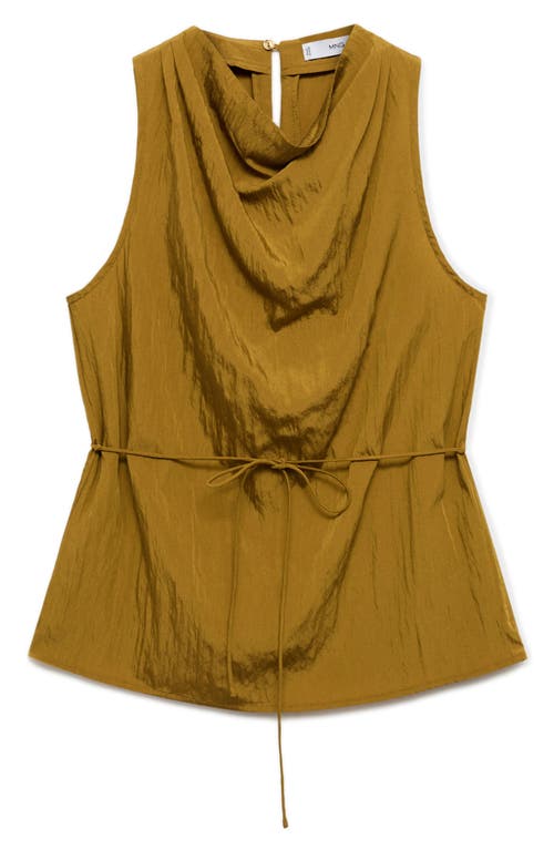 Mango Texture Tie Waist Sleeveless Top In Yellow