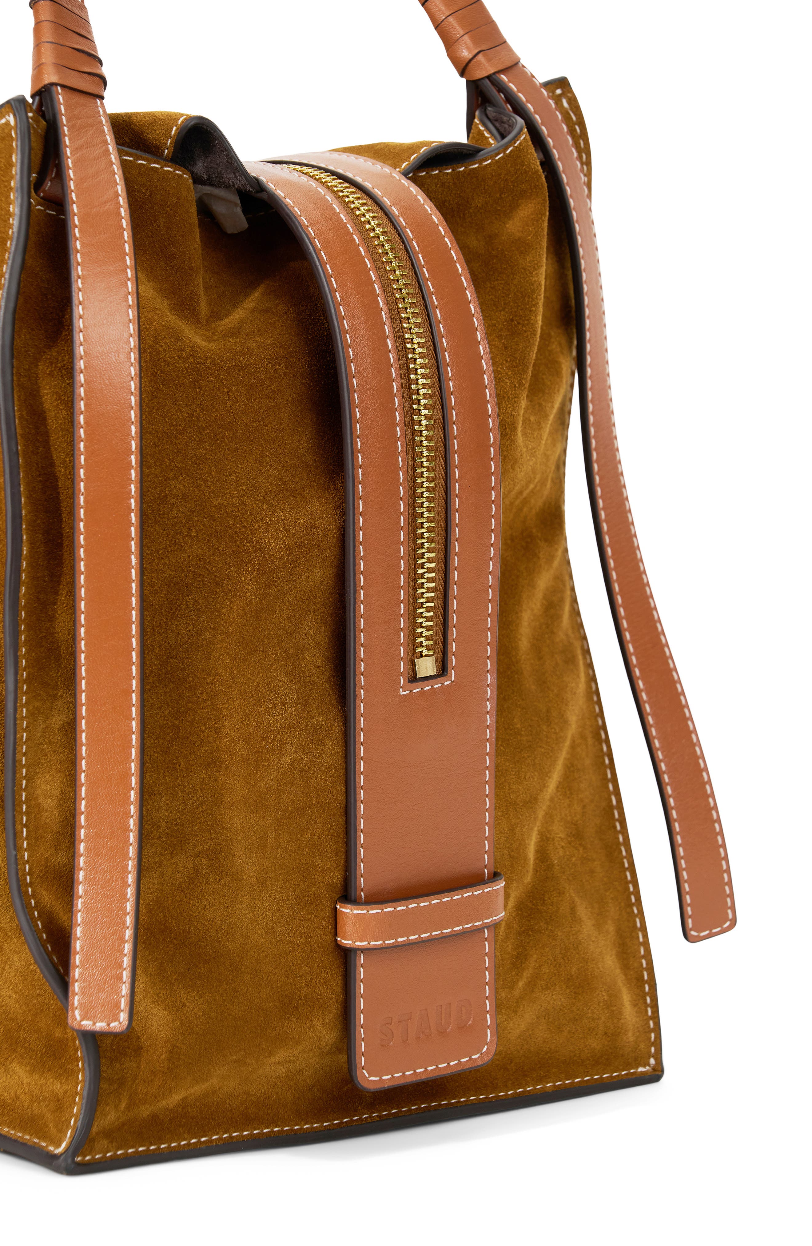 STAUD Maude Leather Satchel, Alternate, color, Tan