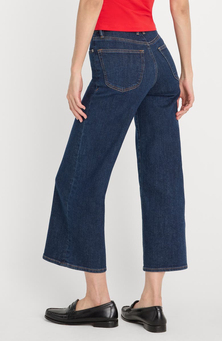 Good American Soft-Tech Good Waist High Waist Crop Palazzo Jeans, Alternate, color, Indigo1169