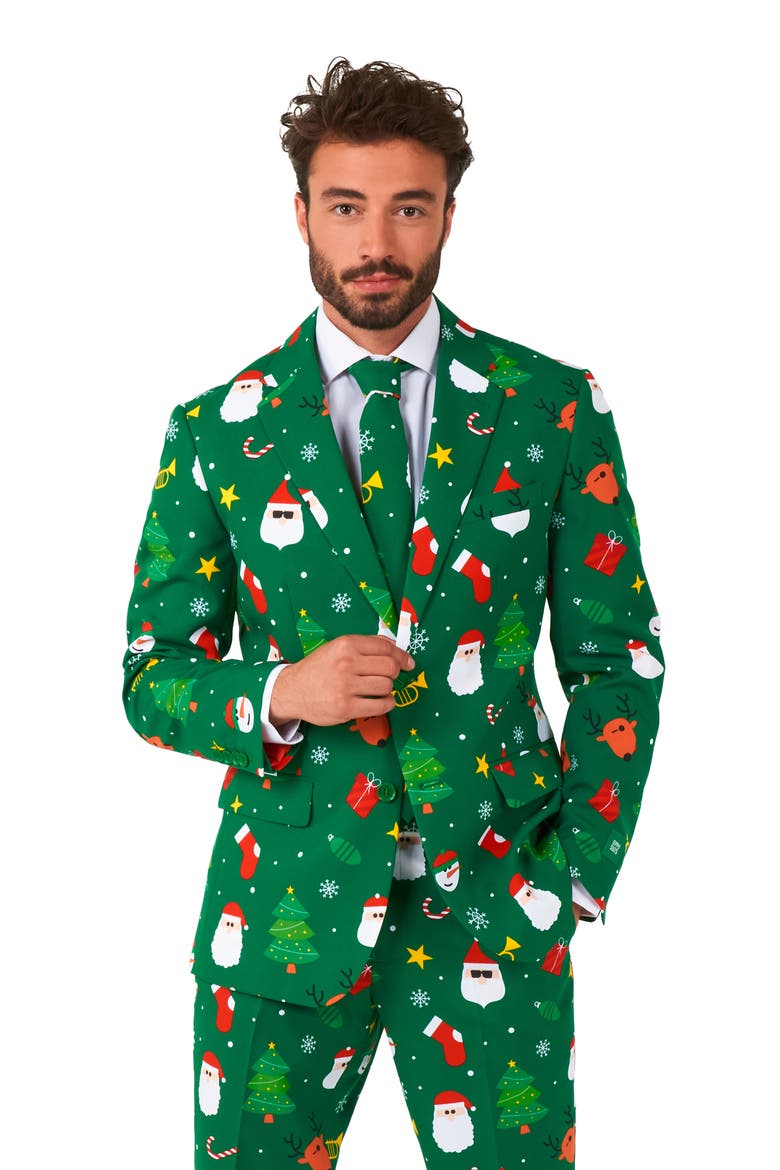 Festivity Green Slim Fit Two-Piece Suit & Tie Set, Alternate, color, GREEN