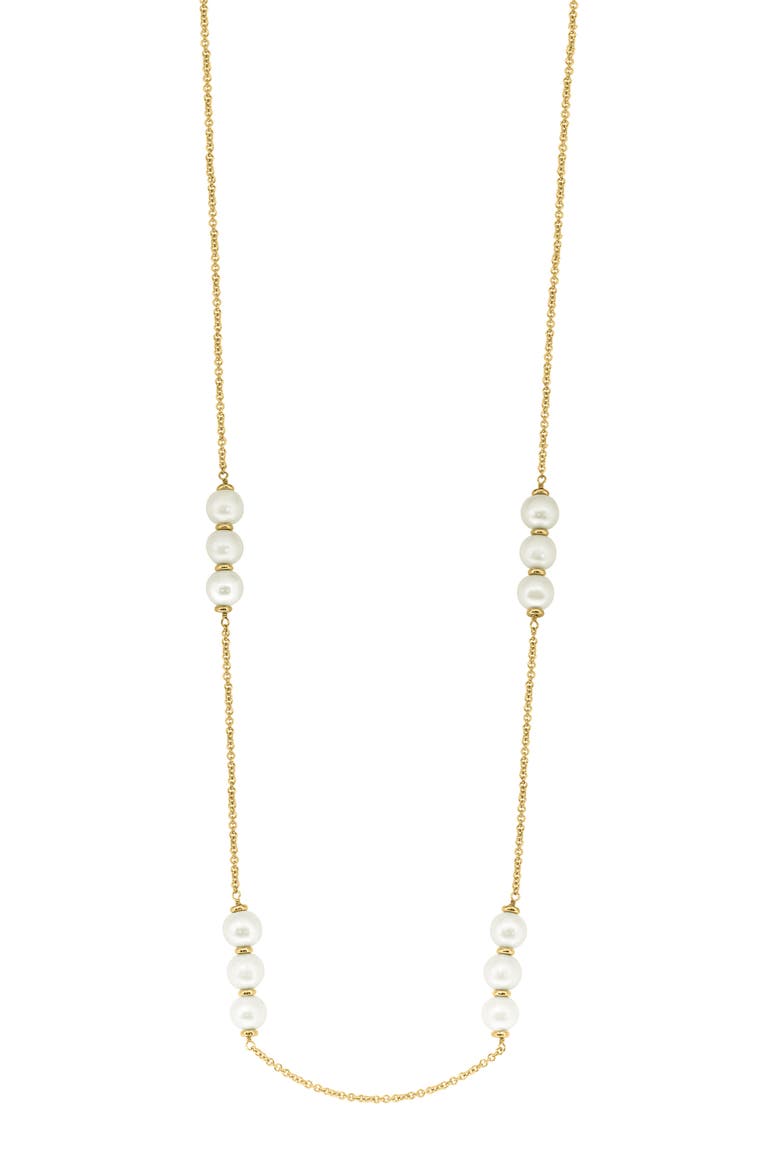 Freshwater Pearl Station Necklace, Alternate, color, WHITE
