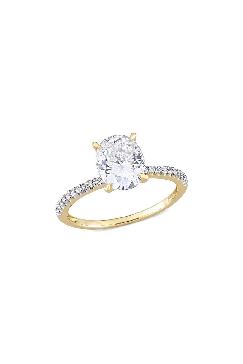 14K Yellow Gold Created Moissanite Engagement Ring, Main, color, GOLD
