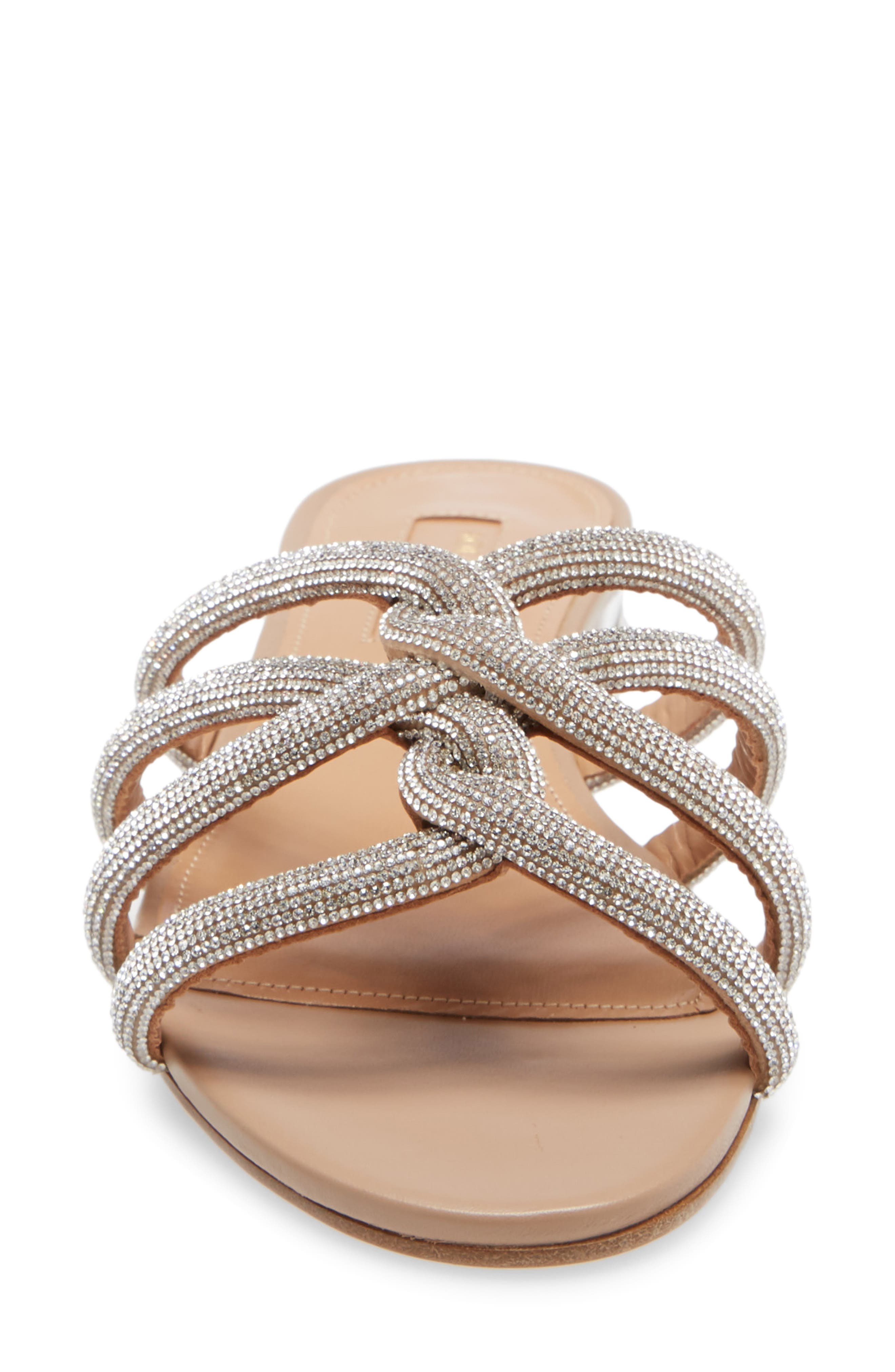 Aquazzura Moondust Crystal Slide Sandal, Alternate, color, 