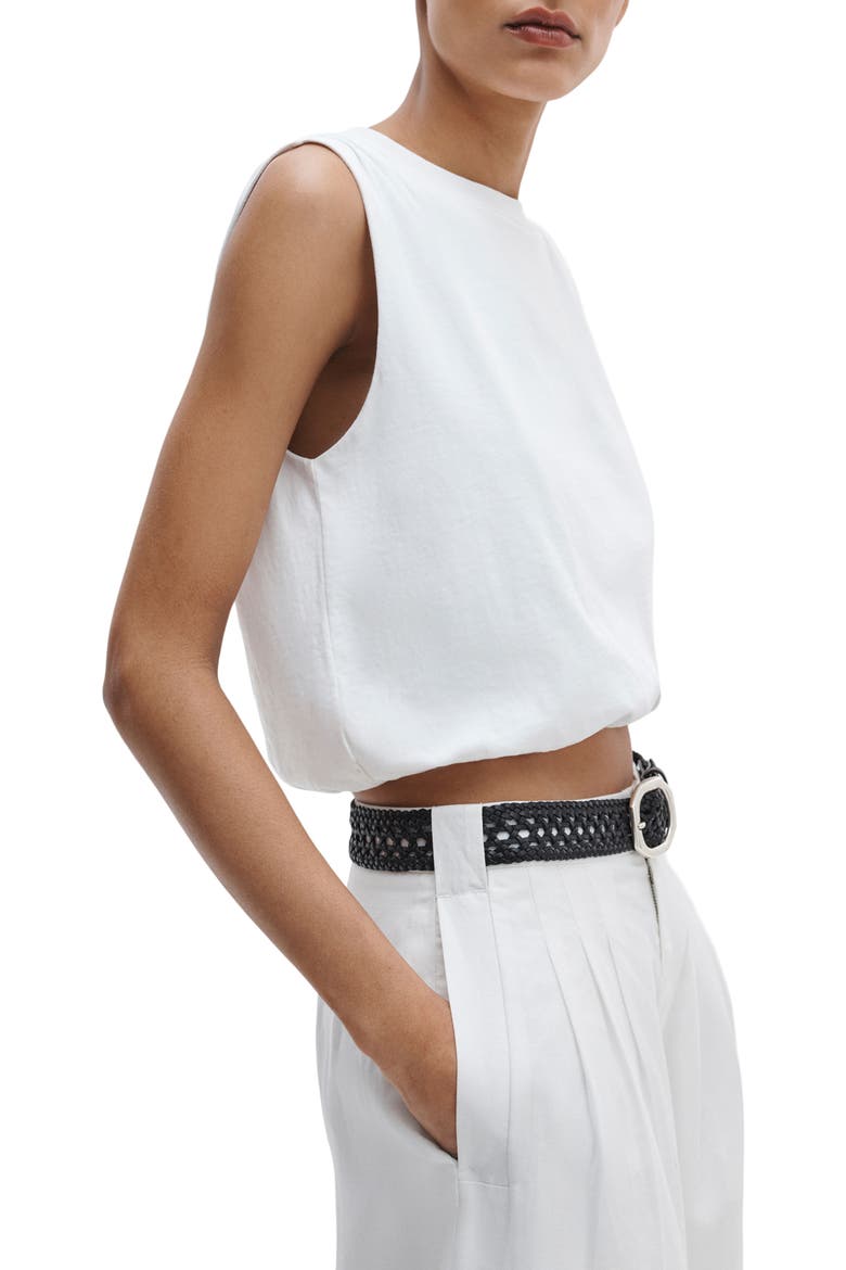 Mica Crop Bubble Top, Main, color, WHITE