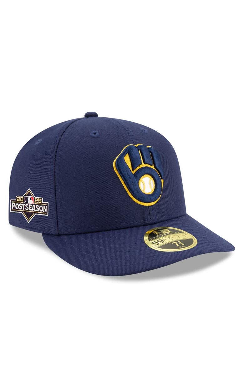 New Era Men's New Era Navy Milwaukee Brewers 2025 MLB Postseason Side Patch Low Profile 59FIFTY Fitted Hat, Main, color, Navy