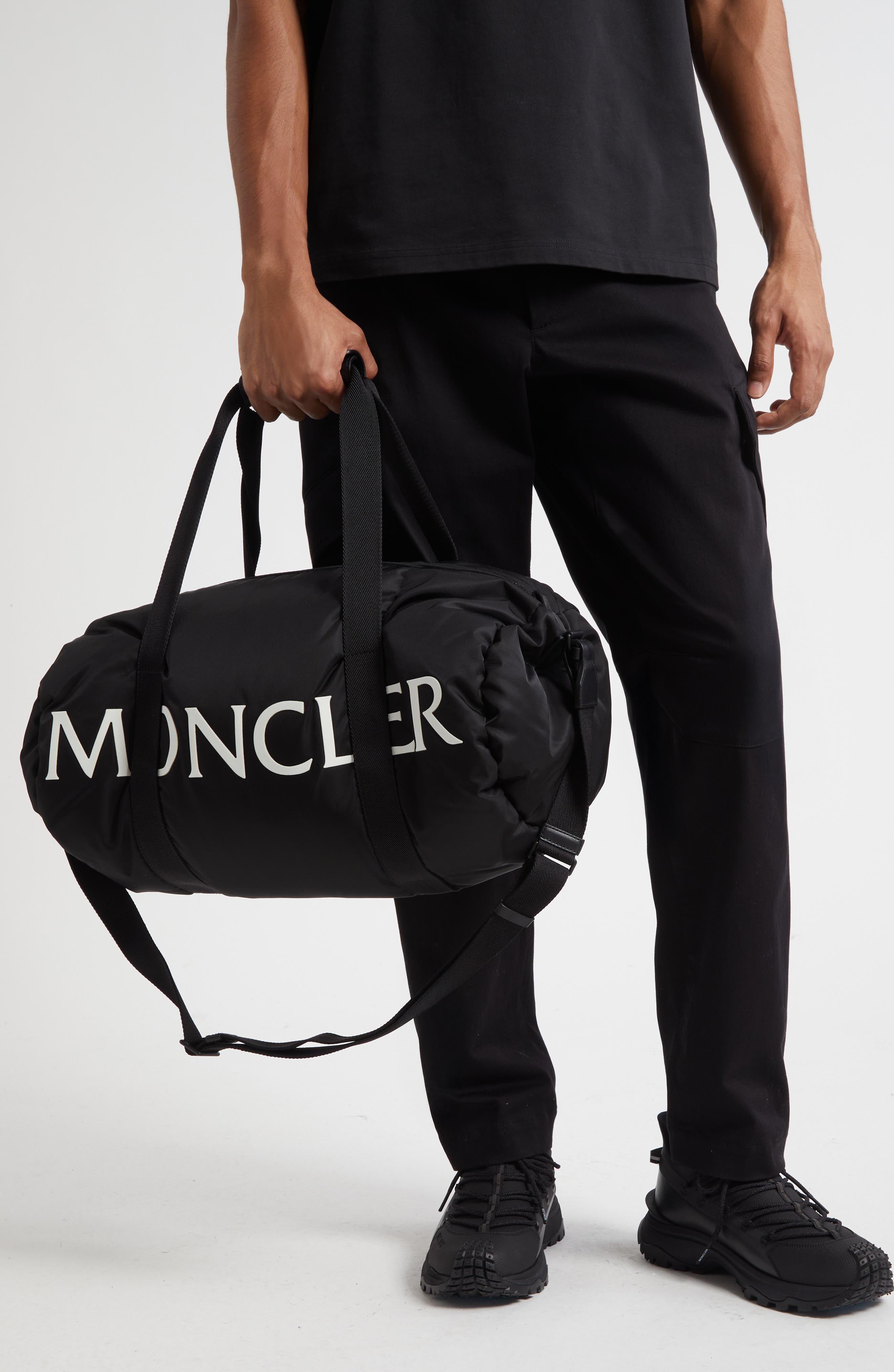 Moncler Duddle Nylon Duffle Bag, Alternate, color, Black
