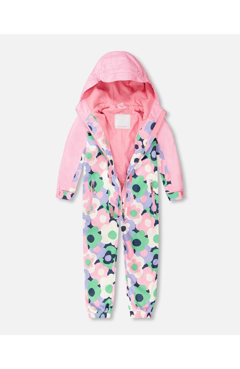 Deux par Deux Kids Mid-Season Flower One-Piece Outerwear, Alternate, color, Black Floral Print