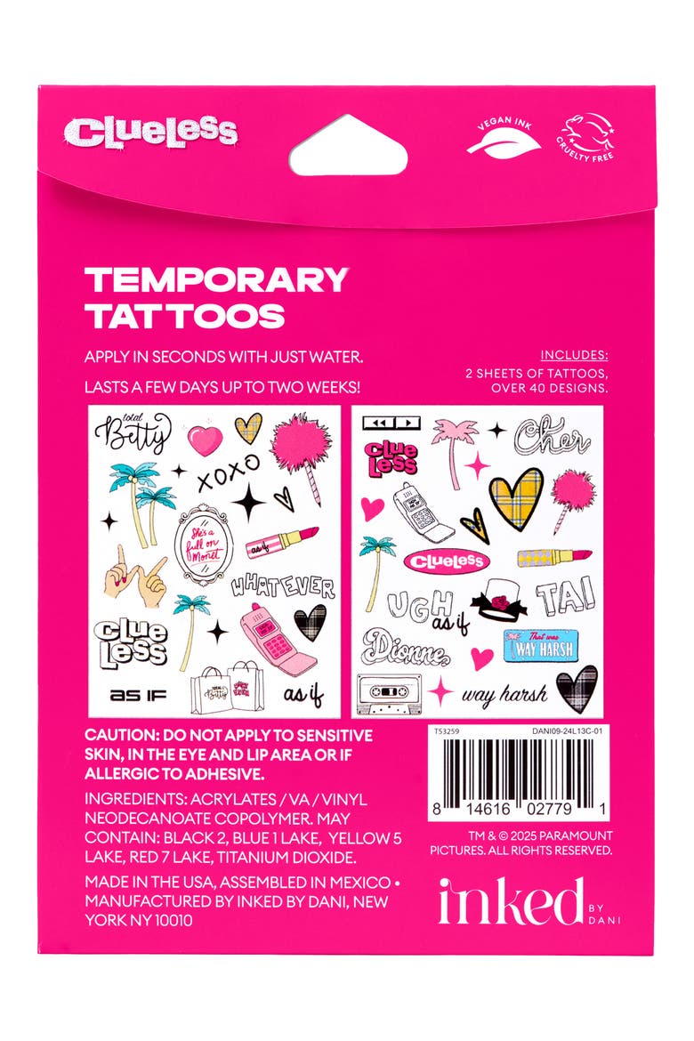 Clueless As If Temporary Tattoos, Alternate, color, MULTI