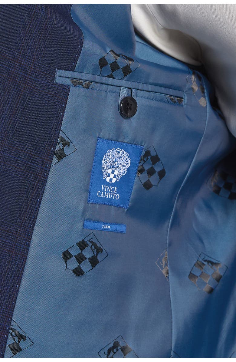 Vince Camuto Navy Plaid Slim Fit 2-Piece Suit, Alternate, color, 