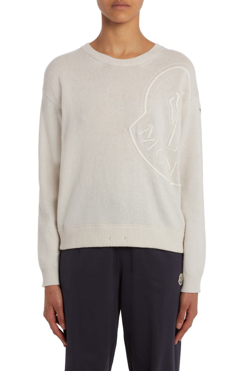 Moncler Embroidered Logo Wool Sweater, Main, color,