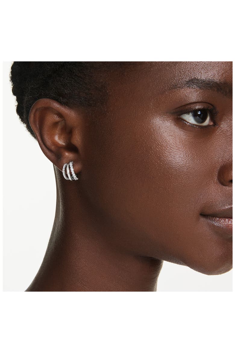 Hyperbola Hoop Earrings, Alternate, color, WHITE/ SILVER