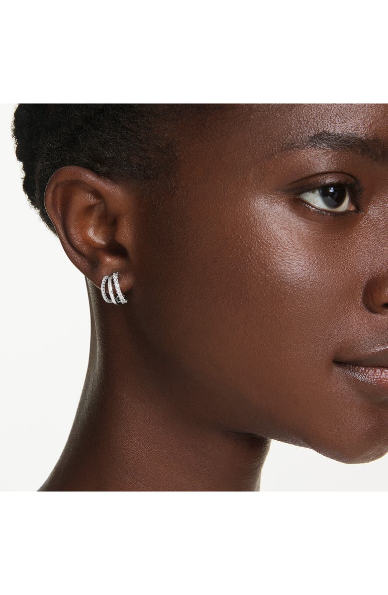 Swarovski Hyperbola Hoop Earrings, Alternate, color, White/ Silver