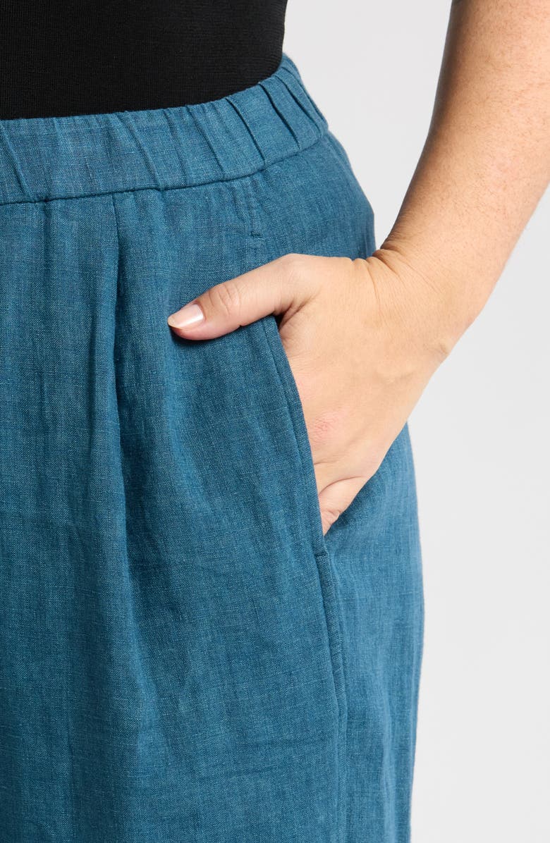 Eileen Fisher Pleated Organic Linen Lantern Pants, Alternate, color, Harbor