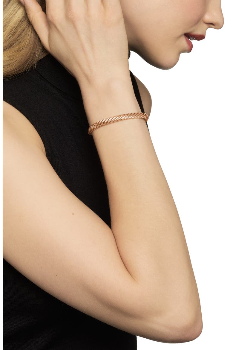 Sculpted Cable Bangle Bracelet in 18K Yellow Gold, 6.2mm, Alternate, color, 18K ROSE GOLD