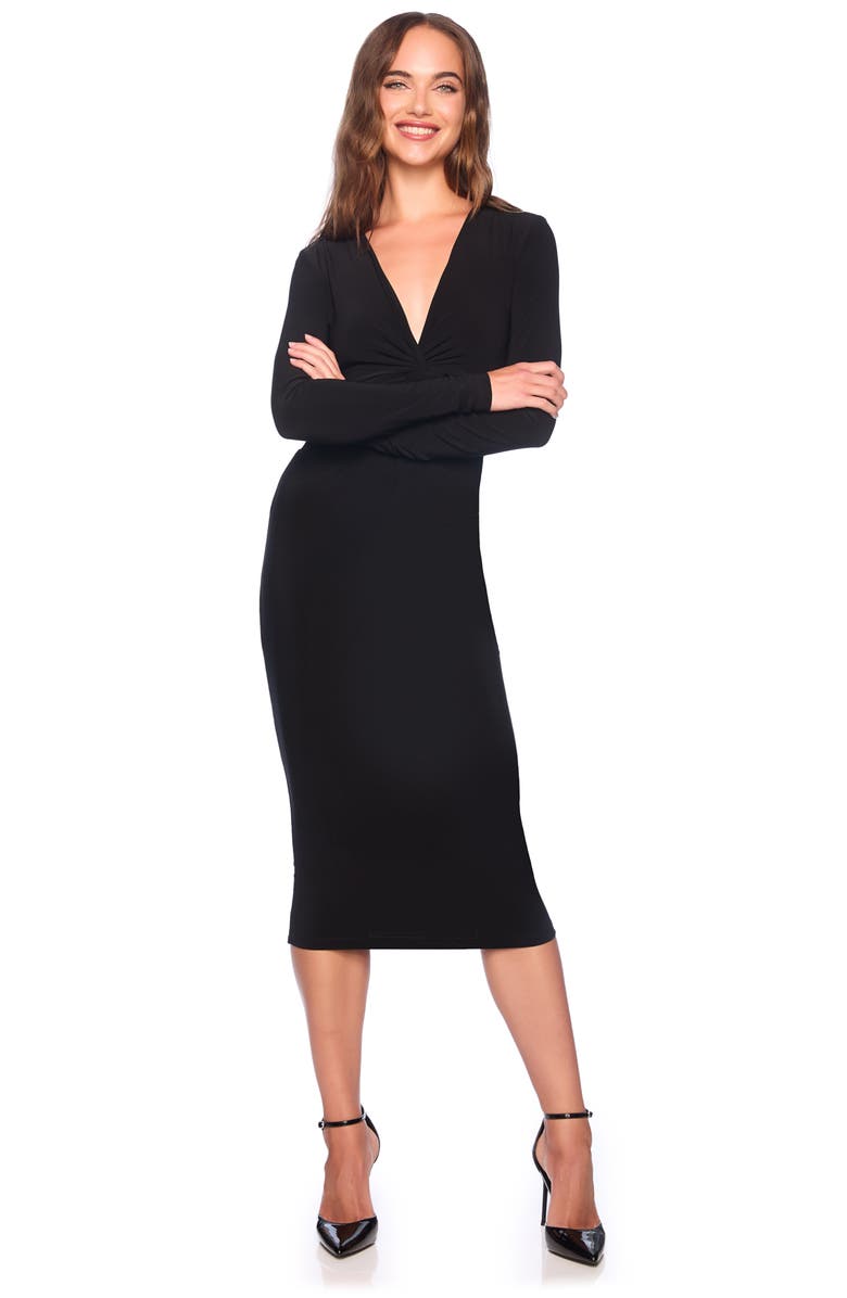 Susana Monaco Twist Front Long Sleeve Matte Jersey Midi Dress, Alternate, color,