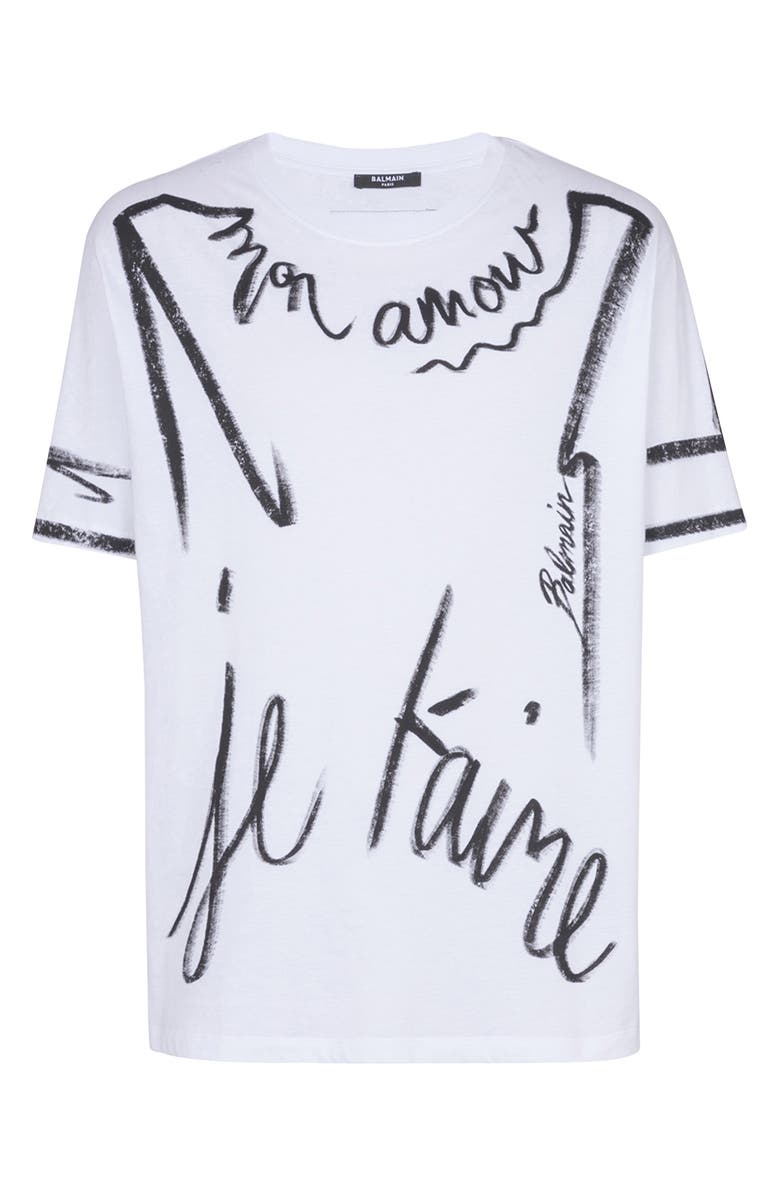 Balmain Regular Fit Je T'aime Cotton Graphic T-Shirt, Alternate, color,