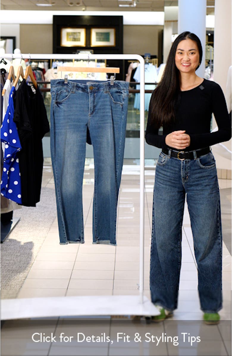 Tatum 'Ab'Solution Frayed High Waist Ankle Bootcut Jeans, sales video thumbnail