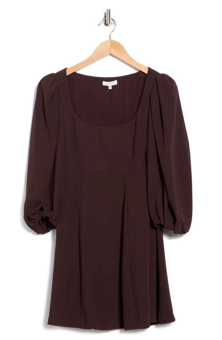 Rebecca Taylor Long Sleeve Crepe Dress, Alternate, color, Port