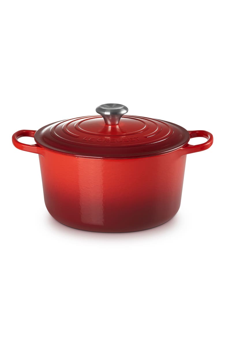 Signature 6.5-Quart Round Enamel Cast Iron Dutch Oven, Main, color, CERISE