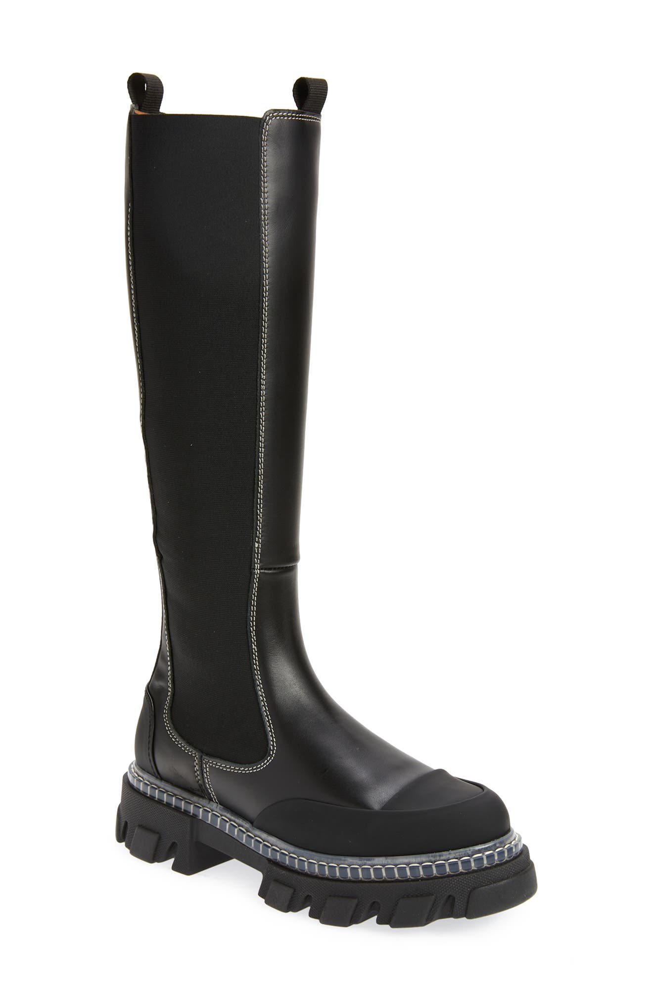 Ganni Knee High Chelsea Boot, Main, color, 