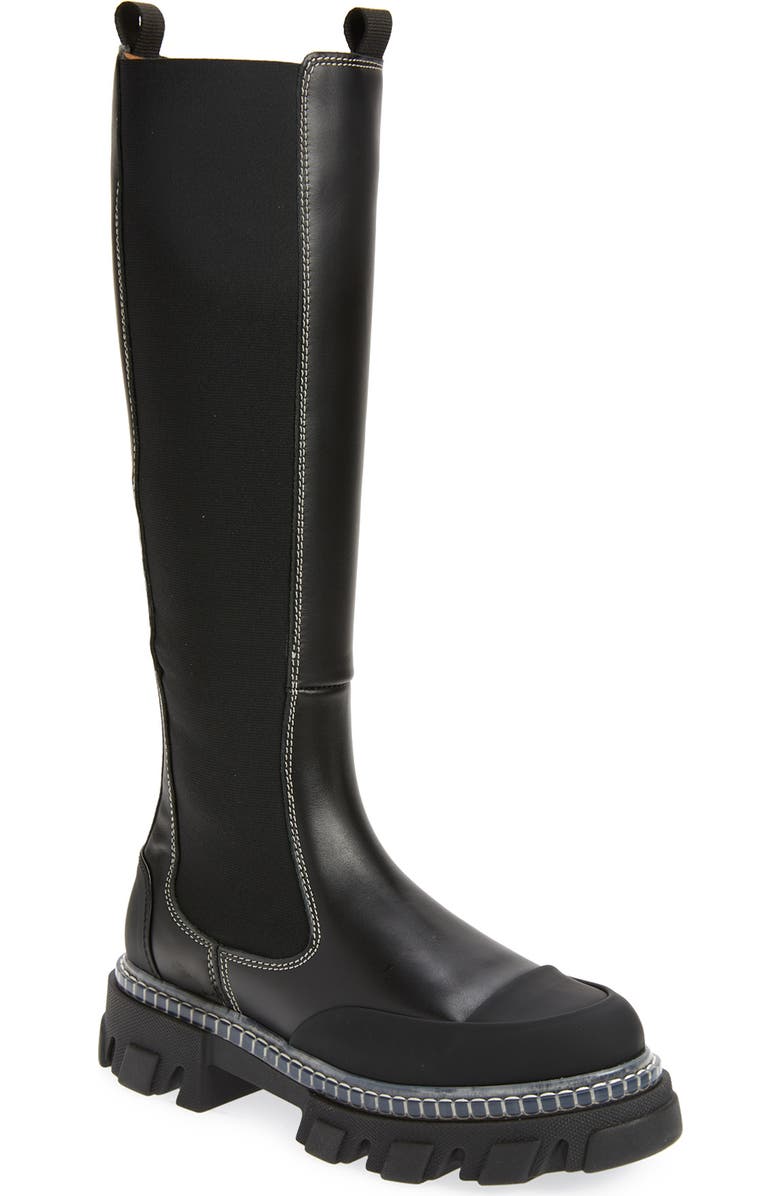 Ganni Knee High Chelsea Boot, Main, color,