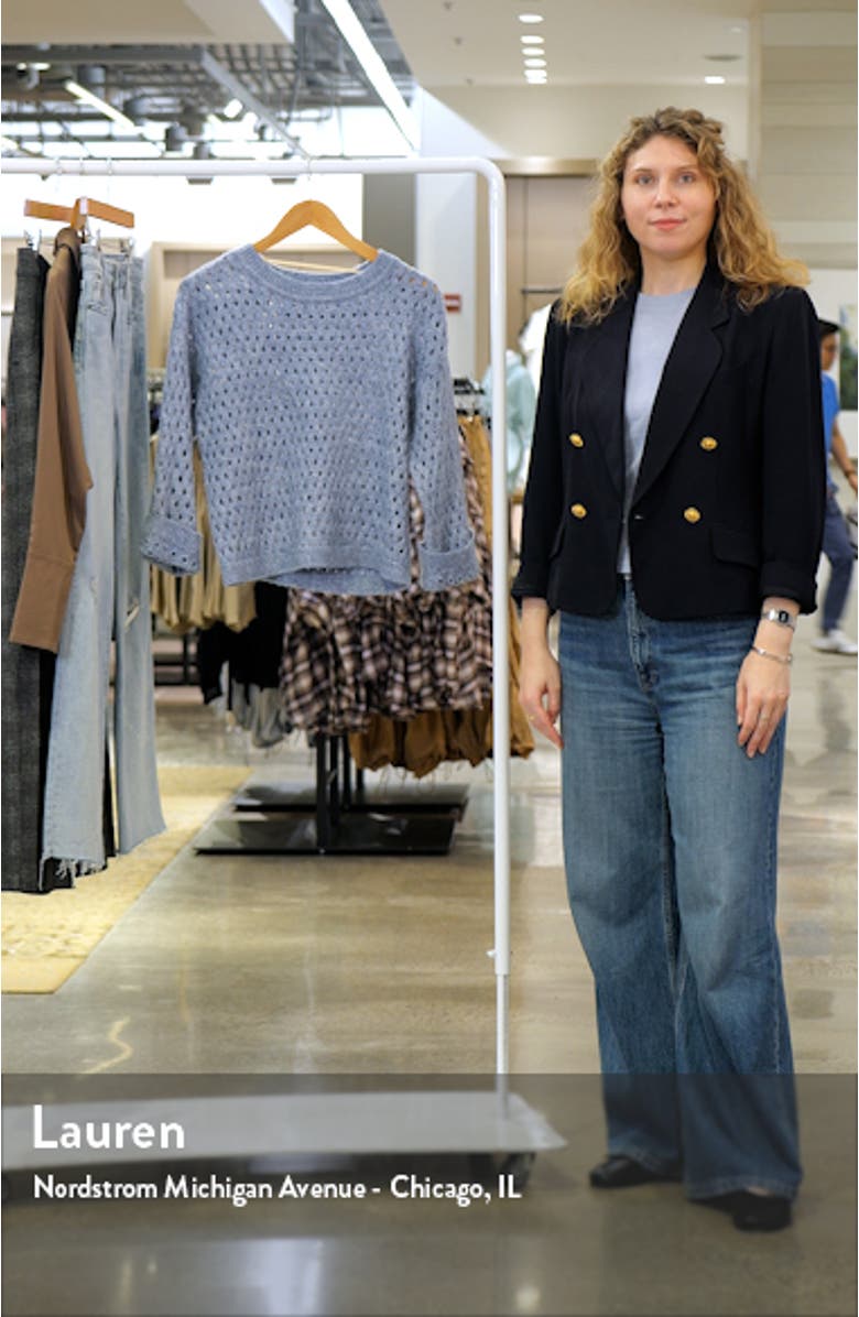 Open Stitch Three-Quarter Sleeve Crewneck Sweater, sales video thumbnail