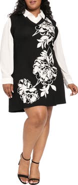 London Times Layered Look Sweater Dress