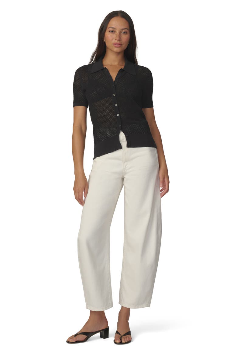 The Davey Open Stitch Short Sleeve Cardigan, Alternate, color, BLACK