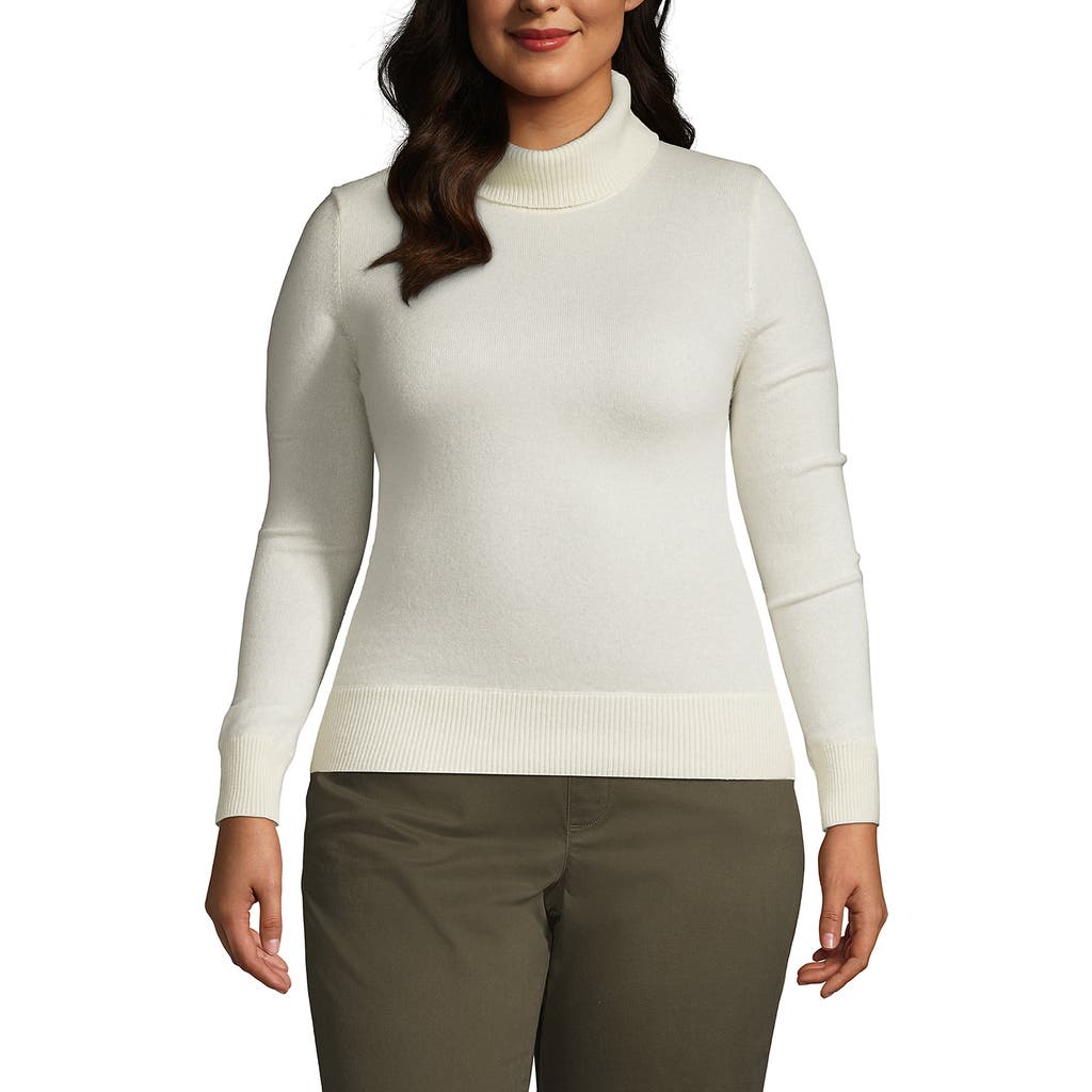 Lands' End Cashmere Turtleneck Sweater In Metallic