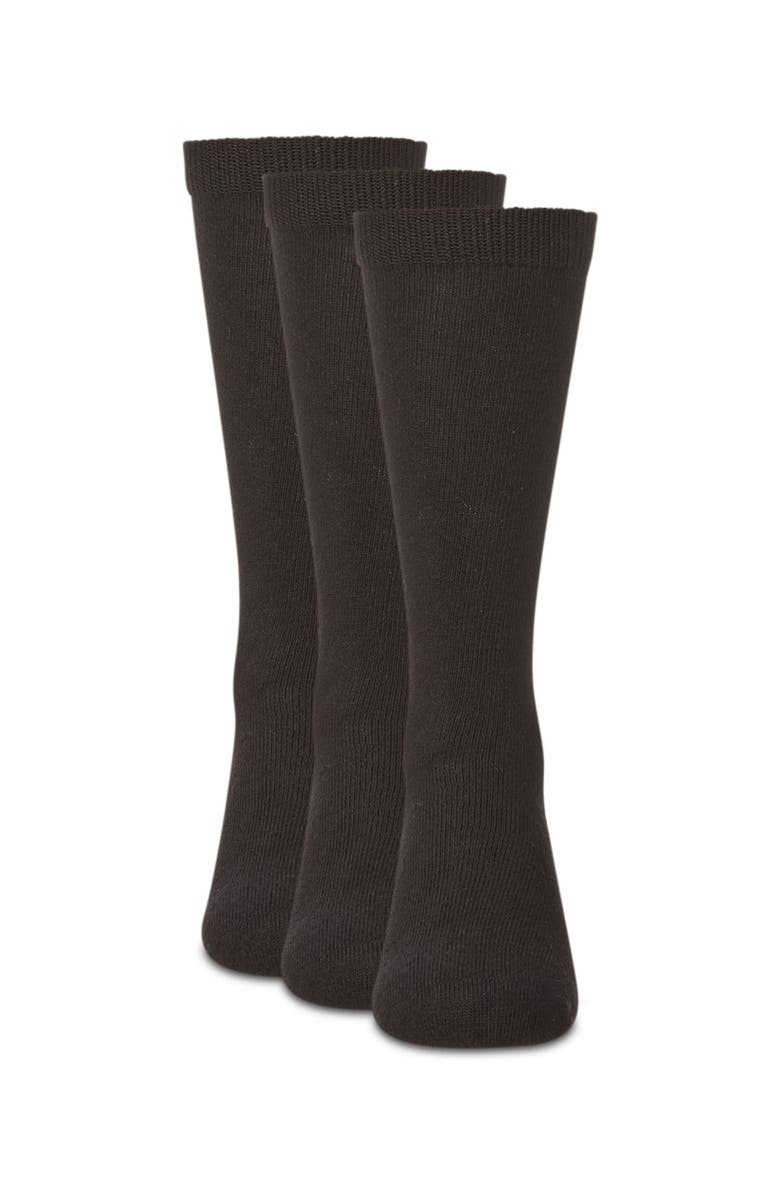 MiniMoi Boys' 3 Pair Pack Flat Crew Socks, Alternate, color, Black