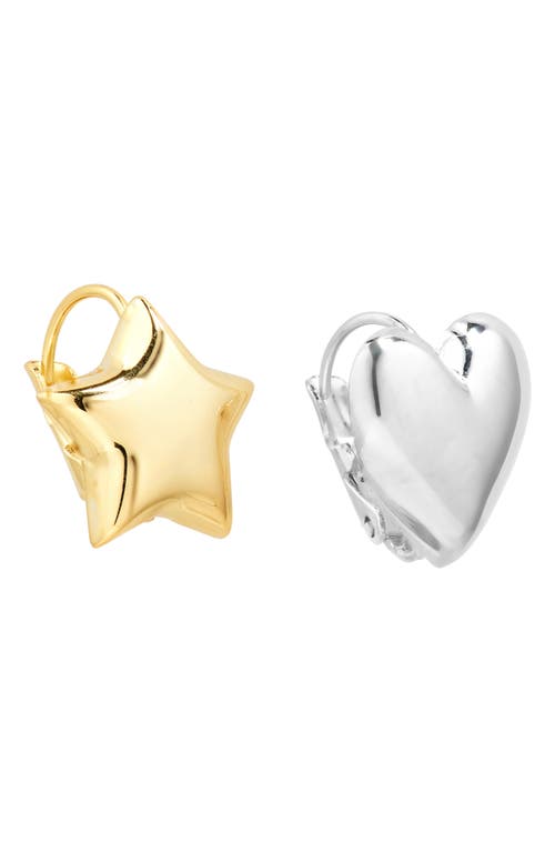 Sandy Liang Mismatched Drop Earrings In Silver And Gold Multi