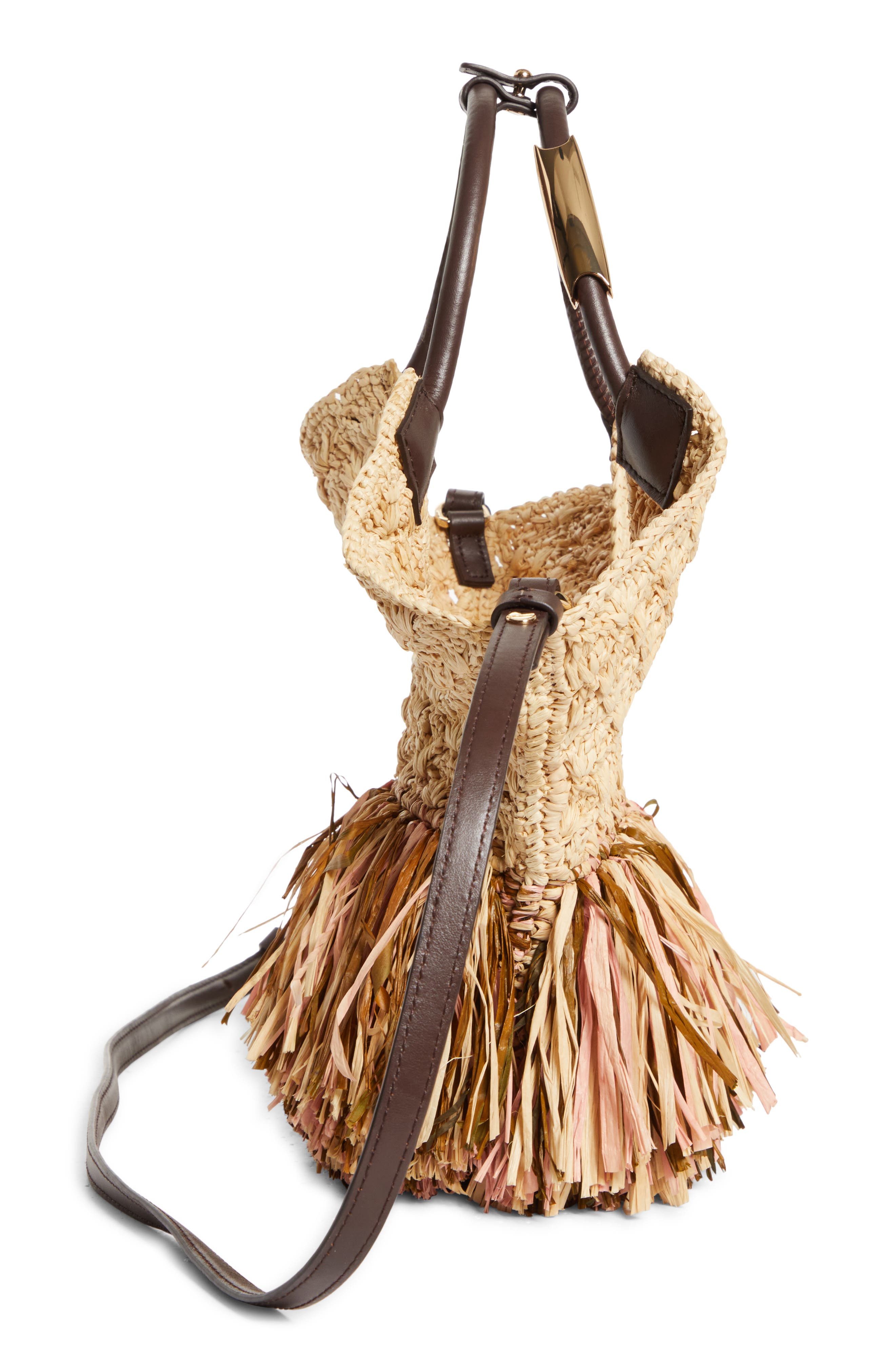 Zimmermann Small Goldentime Fringe Tote Bag, Alternate, color, Natural