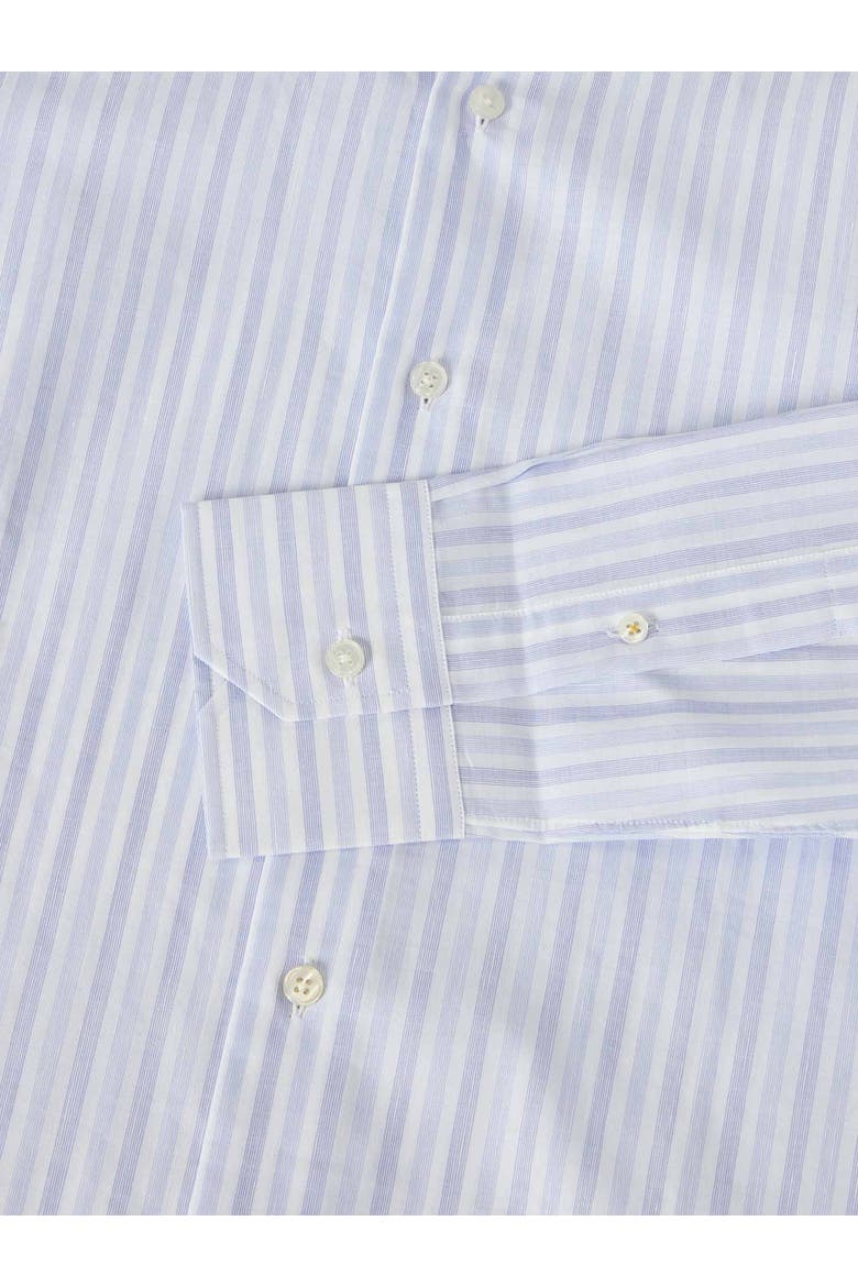 Reynolds Cotton Linen Blend Shirt in Contemporary Fit, Alternate, color, Blue Multi Thin Stripe